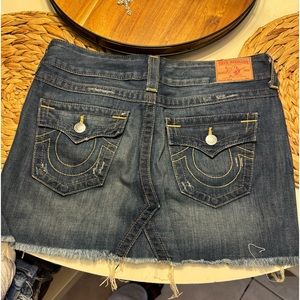 True Religion~Sadie Denim Saddle Stitch Mini Skirt